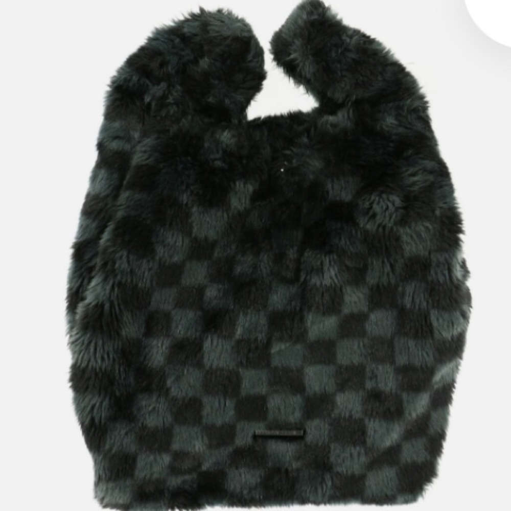 Kendall + Kylie 245069 Womens Michelle Faux Fur Shopper Tote Bag Black